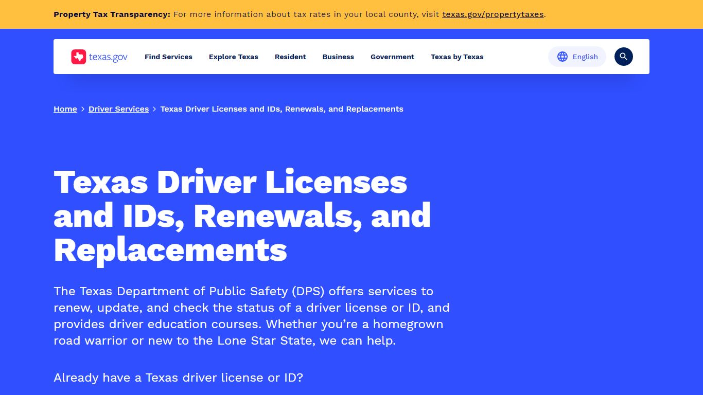 Texas Driver Licenses and IDs, Renewals, and Replacements